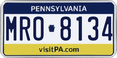 PA license plate MRO8134