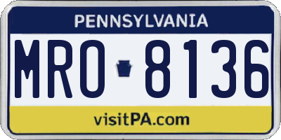 PA license plate MRO8136