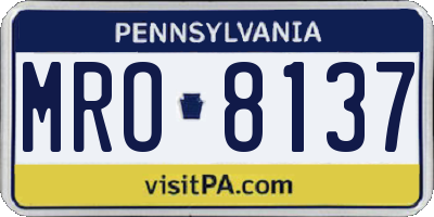 PA license plate MRO8137