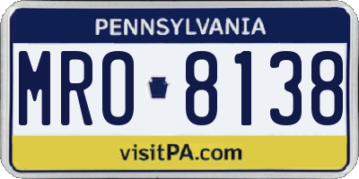 PA license plate MRO8138