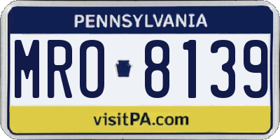 PA license plate MRO8139