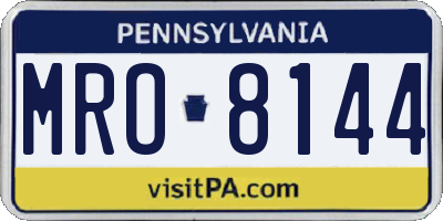 PA license plate MRO8144