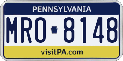 PA license plate MRO8148