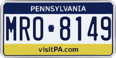 PA license plate MRO8149