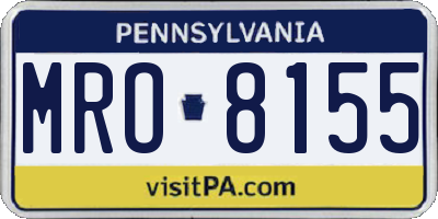 PA license plate MRO8155