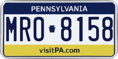 PA license plate MRO8158