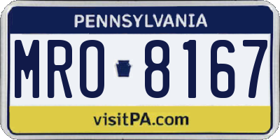 PA license plate MRO8167