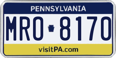 PA license plate MRO8170