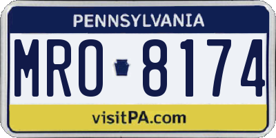 PA license plate MRO8174
