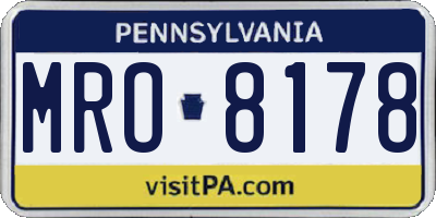 PA license plate MRO8178