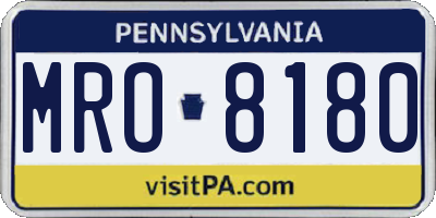 PA license plate MRO8180