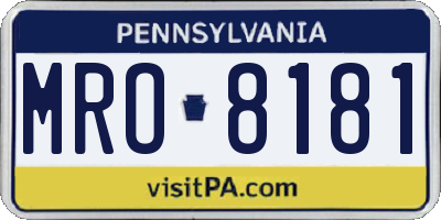 PA license plate MRO8181
