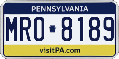 PA license plate MRO8189