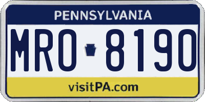 PA license plate MRO8190