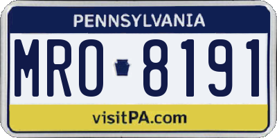PA license plate MRO8191