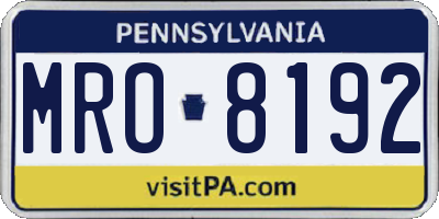 PA license plate MRO8192