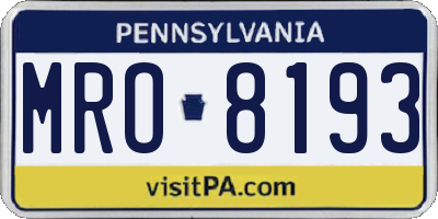 PA license plate MRO8193
