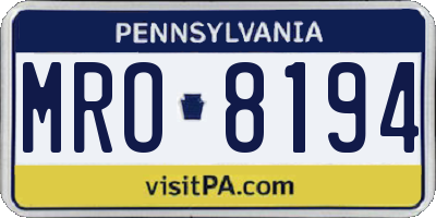 PA license plate MRO8194