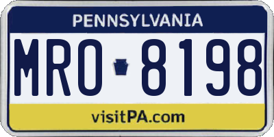 PA license plate MRO8198