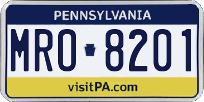 PA license plate MRO8201