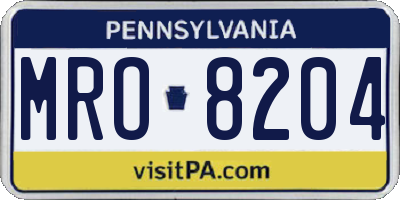 PA license plate MRO8204