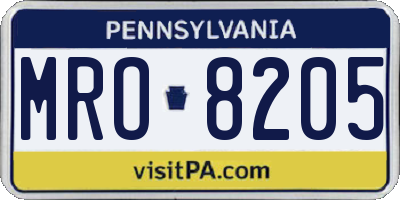 PA license plate MRO8205