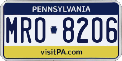 PA license plate MRO8206
