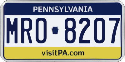 PA license plate MRO8207