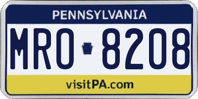 PA license plate MRO8208