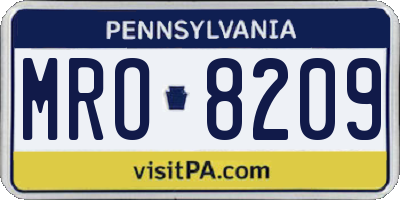 PA license plate MRO8209