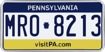 PA license plate MRO8213