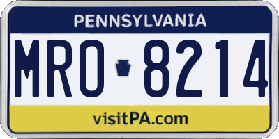 PA license plate MRO8214
