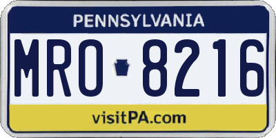 PA license plate MRO8216