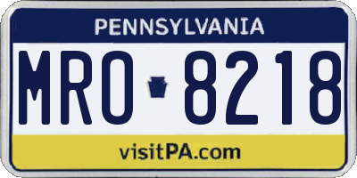 PA license plate MRO8218