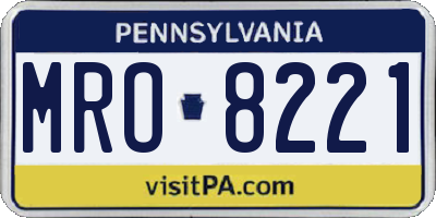 PA license plate MRO8221