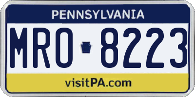 PA license plate MRO8223