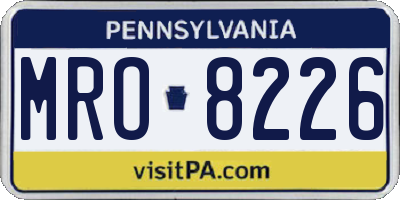 PA license plate MRO8226