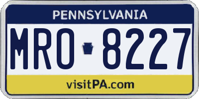 PA license plate MRO8227