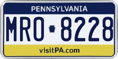 PA license plate MRO8228