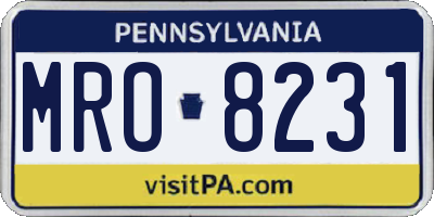 PA license plate MRO8231