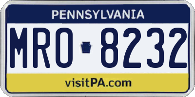 PA license plate MRO8232