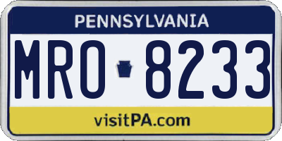 PA license plate MRO8233