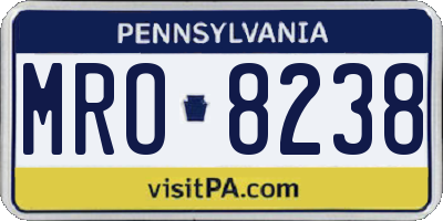 PA license plate MRO8238