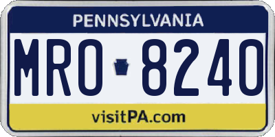 PA license plate MRO8240