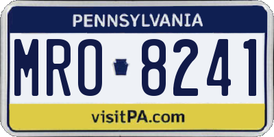PA license plate MRO8241