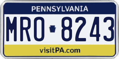 PA license plate MRO8243