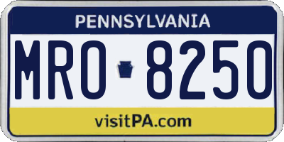 PA license plate MRO8250