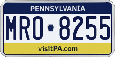 PA license plate MRO8255