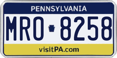 PA license plate MRO8258