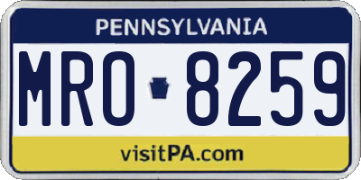 PA license plate MRO8259